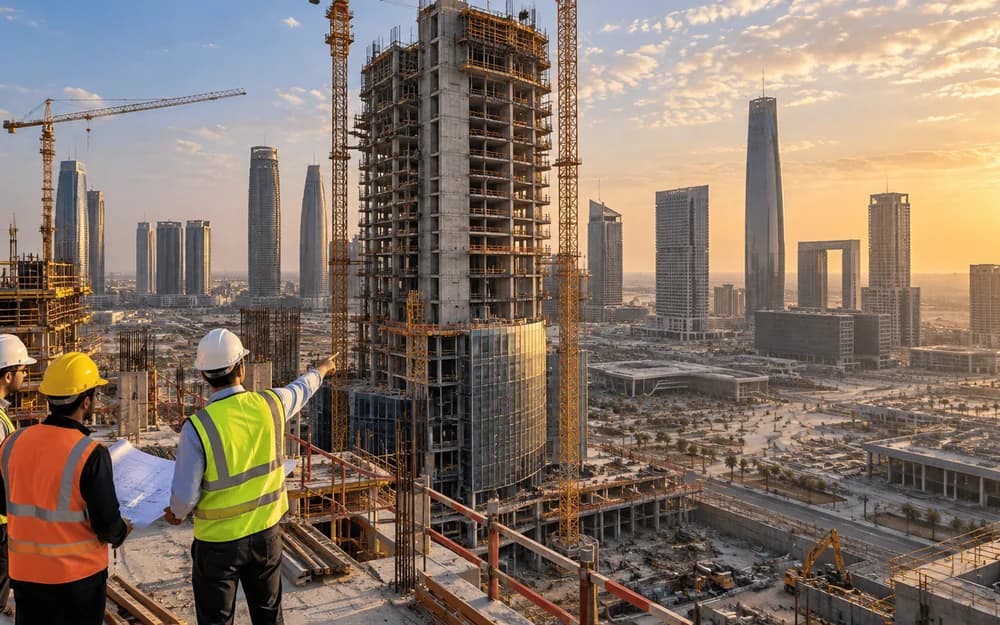 New Capital skyline and high-rise construction execution visual