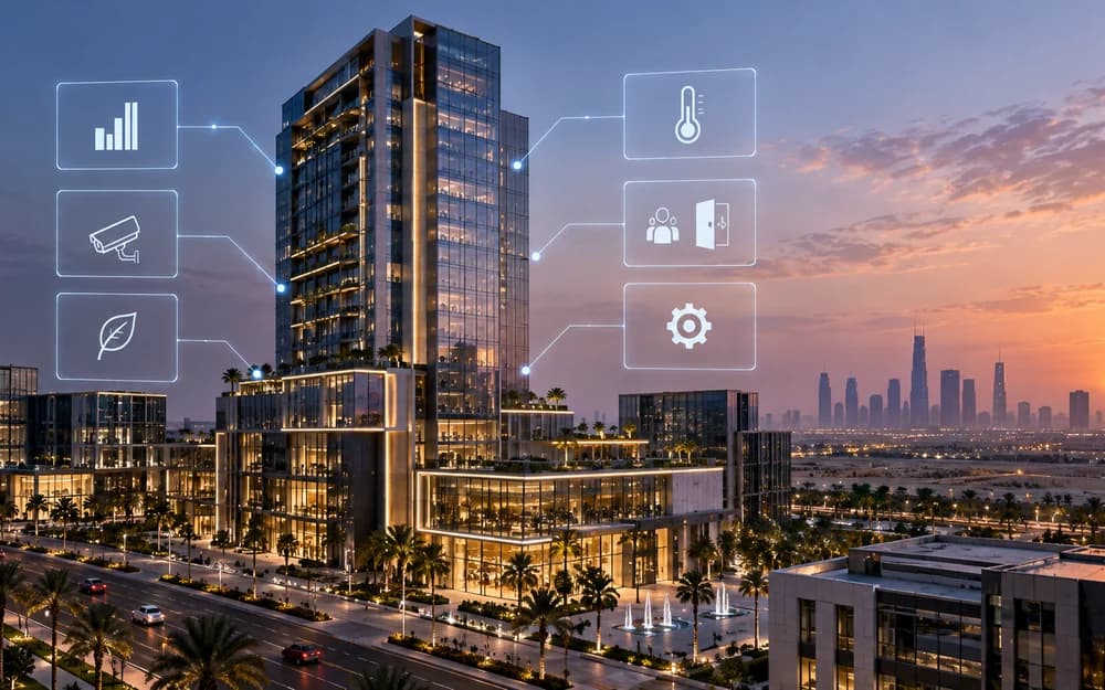 Building operations control room and connected infrastructure visual