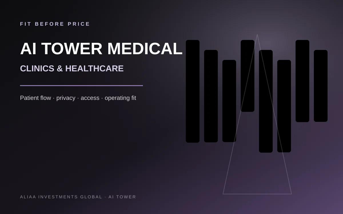 AI Tower healthcare unit fit editorial visual